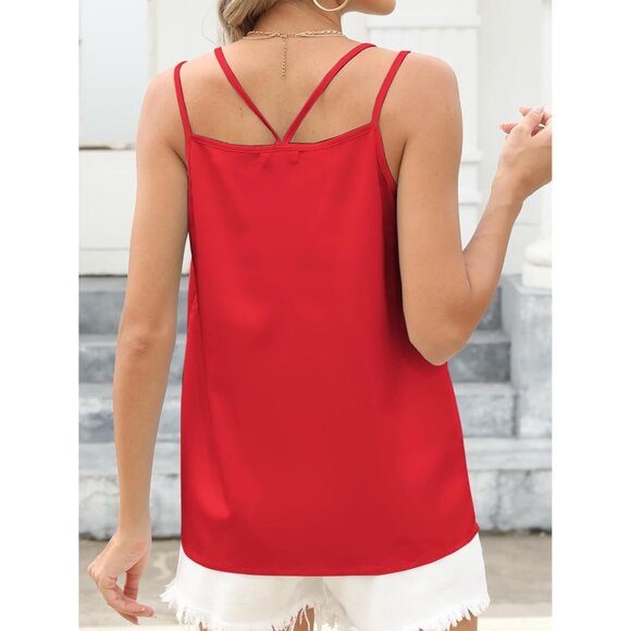 Versatile Sleeveless Cami Top - Soft Silk Satin with Elastic Straps for Comfort - Picture 2 of 5